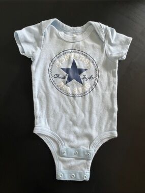Converse Baby Light Blue Bodysuit with Navy Star Logo